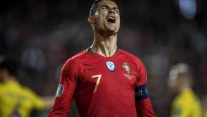 Portugal's forward Cristiano Ronaldo shouts during the Euro 2020 qualifying football match Portugal vs Ukraine at Luz stadium in Lisbon on March 22, 2019. (Photo by PATRICIA DE MELO MOREIRA / AFP)