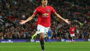 MANCHESTER, ENGLAND - SEPTEMBER 25: Mason Greenwood of Manchester United celebrates scoring his teams first goal of the game during the Carabao Cup Third Round match between Manchester United and Rochdale at Old Trafford on September 25, 2019 in Manchester, England. (Photo by Alex Livesey/Getty Images)