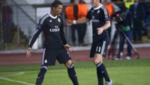 Cristiano Ronaldo celebra después de anotar durante el partido de fútbol de la UEFA Champions League. Foto AFP