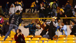 Las graderías del estadio de San Luis se convirtieron en un campo de batalla para los aficionados. FOTO: MexSport