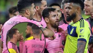 Lionel Messi se calentó con el panameño Aníbal Godoy en la ida de los octavos de final de la Concacaf Champions Cup.