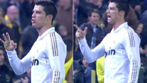 Cristiano Ronaldo lanzó estos gestos a los árbitros.