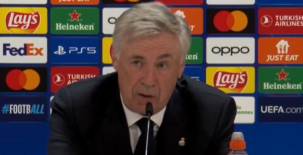 Ancelotti en la conferencia de prensa luego de eliminar al Bayern en la Champions.
