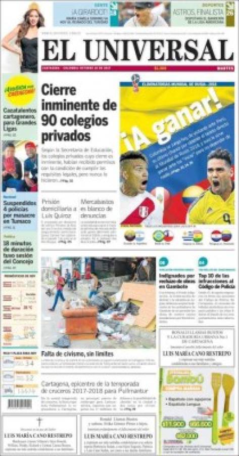 Así amanecieron las portadas en la última fecha para clasificar al Mundial de Rusia