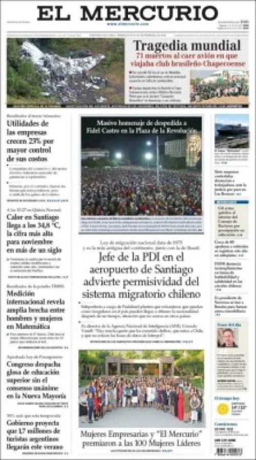 PORTADAS: ¡El mundo llora la tragedia aérea del Chapecoense!