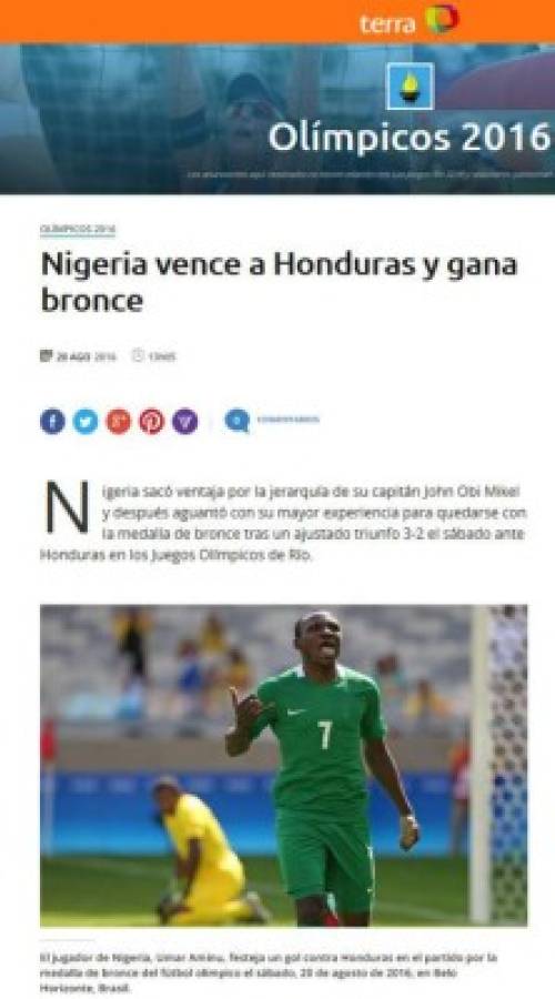 Prensa internacional despide con dignidad a Honduras de los Juegos Olímpicos