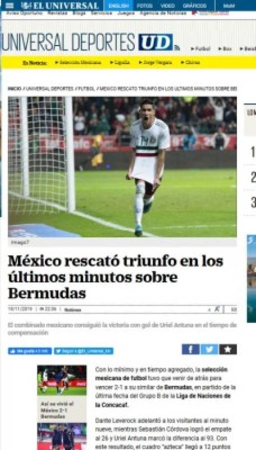 Prensa califica de 'terrorífico' y 'ridículo' el triunfo de México sobre Bermudas
