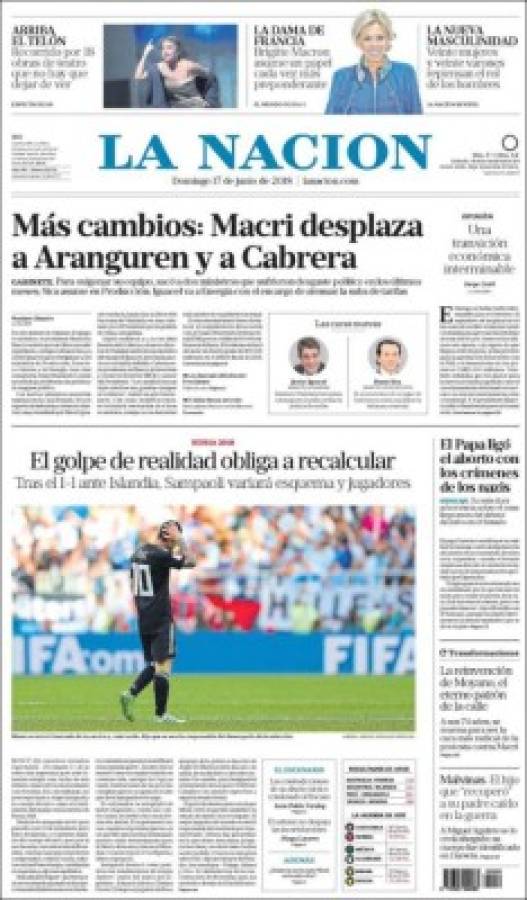 Portadas: Destrozan a la Argentina de Messi por su debut ante Islandia