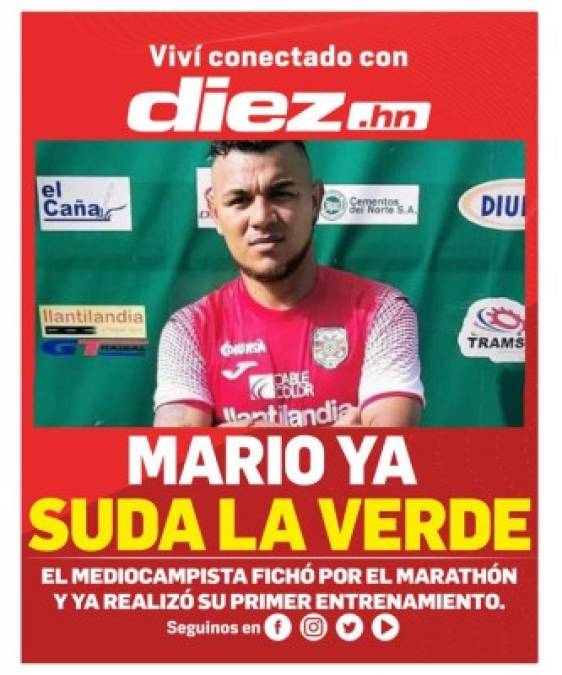 Mario Martínez ya hizo su primer entrenamiento con Marathón y será presentado por la tarde