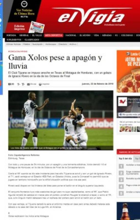 Prensa Mexicana: 'Ladraron los perros' y 'Xolos mordió al Motagua'