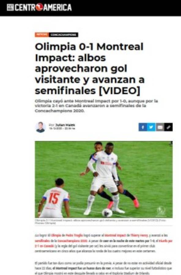 'Campanazo y Troglio elimina a Thiery Henry': Lo que dice la prensa internacional del pase del Olimpia