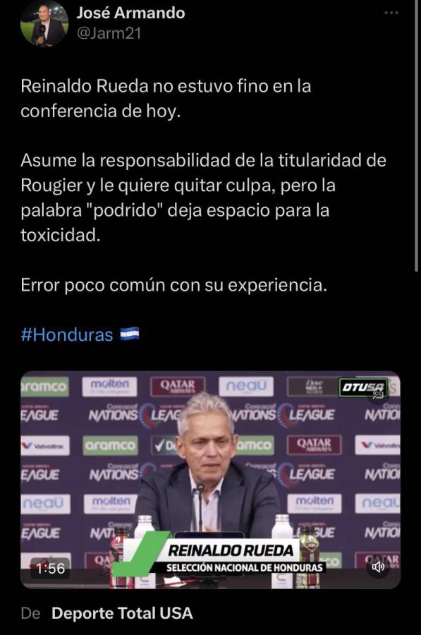 La reacción de Costly, el gran señalado de la prensa de Honduras y directivo atiza contra Rougier