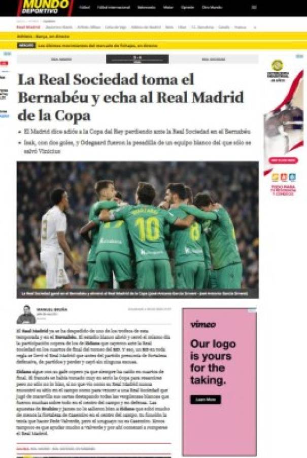 'Fracasotote' y 'Humillante': Lo que dice la prensa de la eliminación del Real Madrid