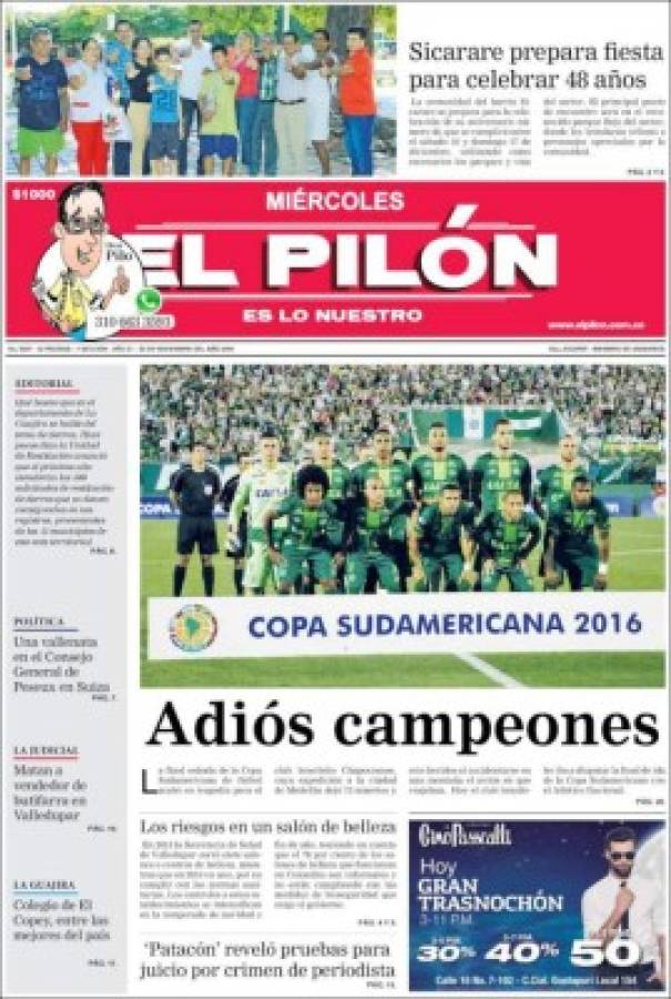 PORTADAS: ¡El mundo llora la tragedia aérea del Chapecoense!