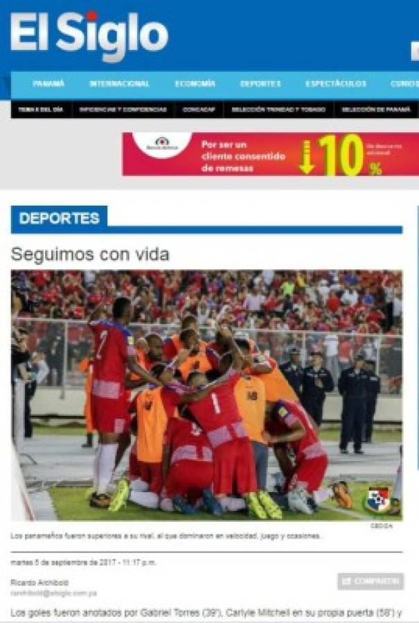 Así reaccionan los medios de Panamá y Costa Rica luego juego ante Trinidad y México