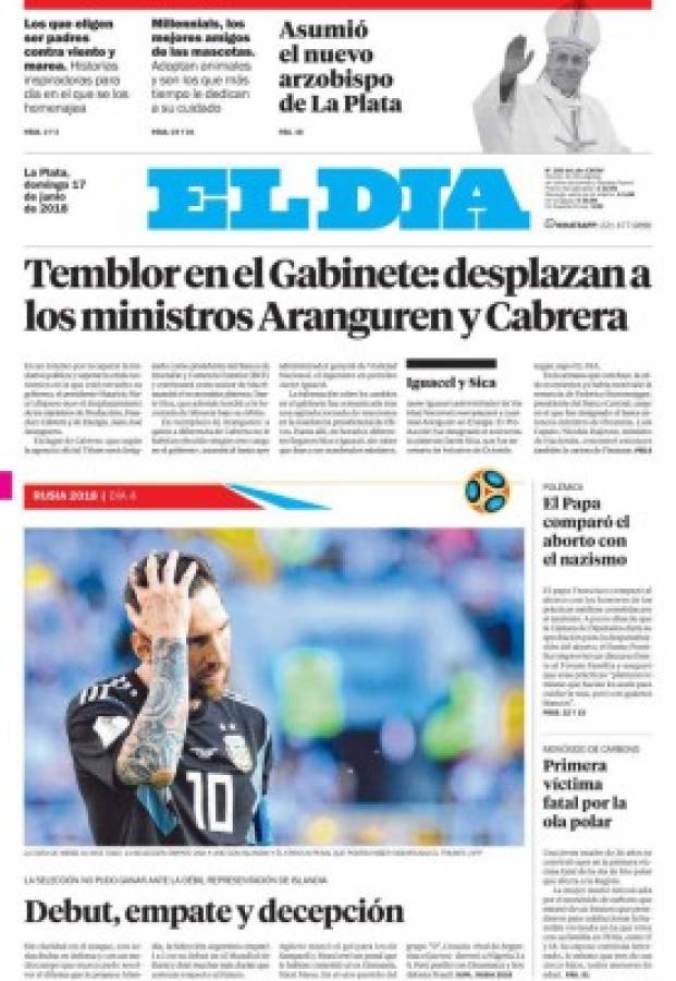 Portadas: Destrozan a la Argentina de Messi por su debut ante Islandia