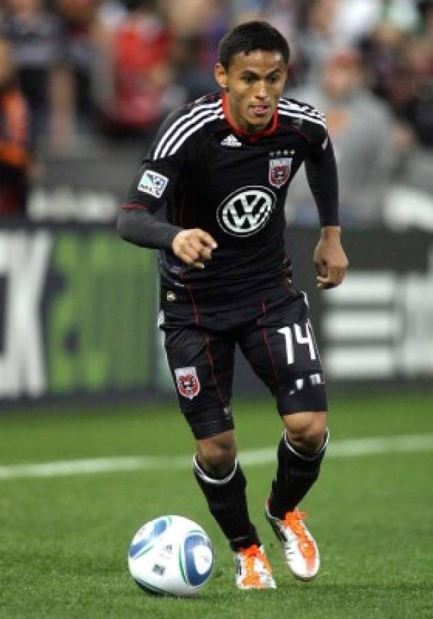 Andy Najar#14 of D.C. United during the opening match of the 2011 season against the Columbus Crew at RFK Stadium, in Washington D.C. on March 19 2011.D.C. United won 3-1.