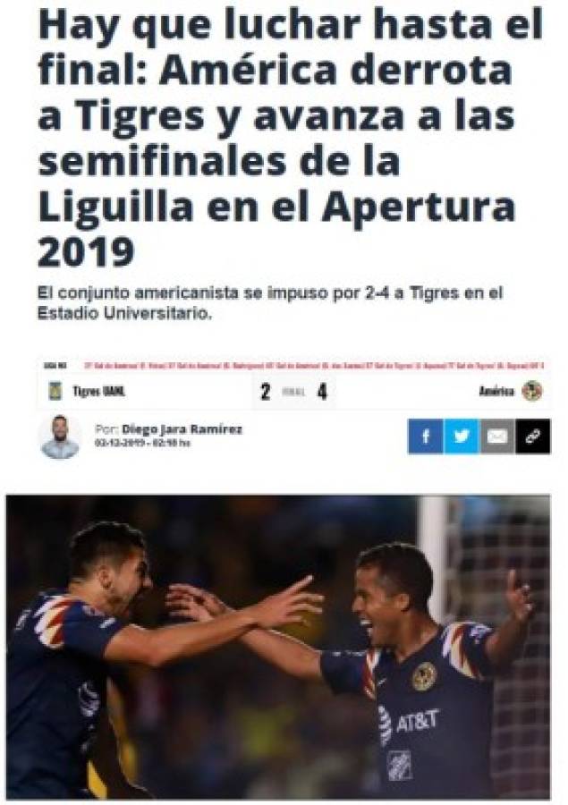 Liga MX: Así reacciona la prensa tras la épica remontada del América sobre Tigres