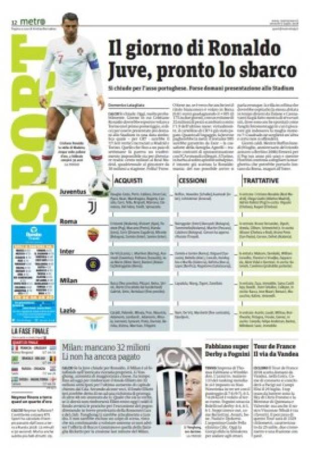 Medios españoles despiden a CR7 y los italianos le dan la bienvenida