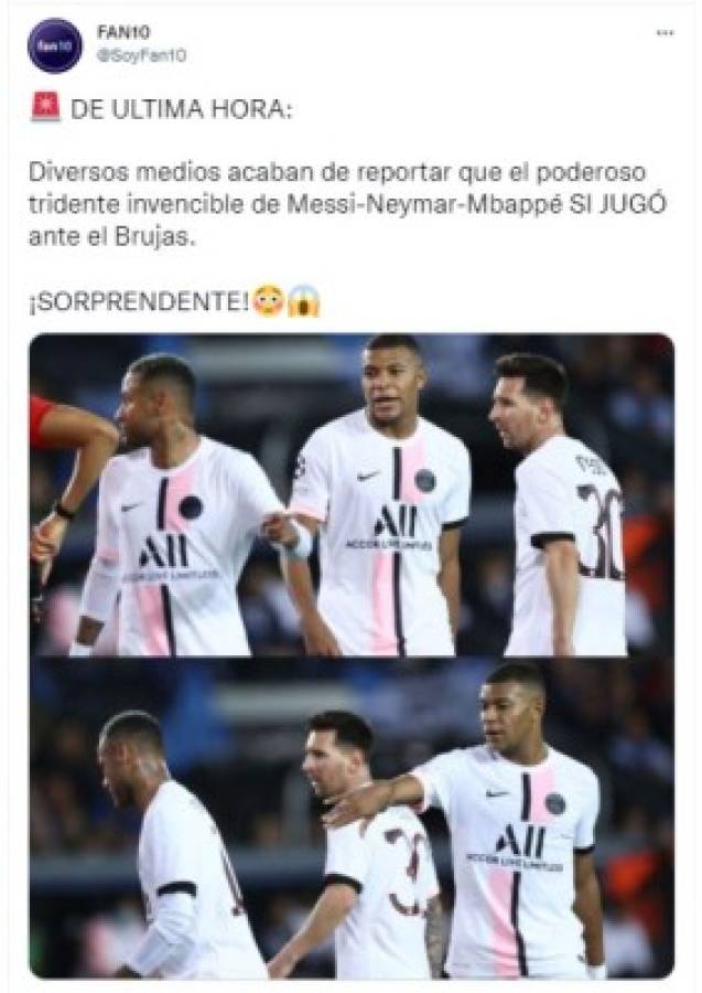 ¡Para reírse! Los memes destrozan a Messi tras el empate del PSG ante Brujas en la Champions