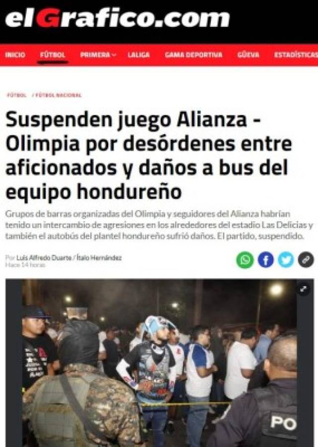 Alianza-Olimpia: Lo que dijeron los medios internacionales sobre los disturbios