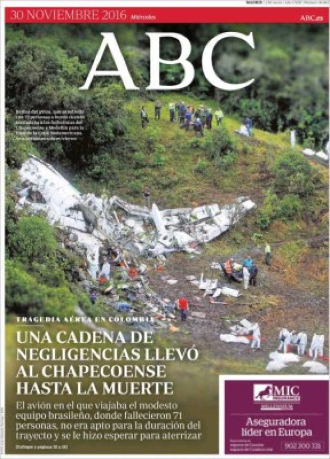 PORTADAS: ¡El mundo llora la tragedia aérea del Chapecoense!