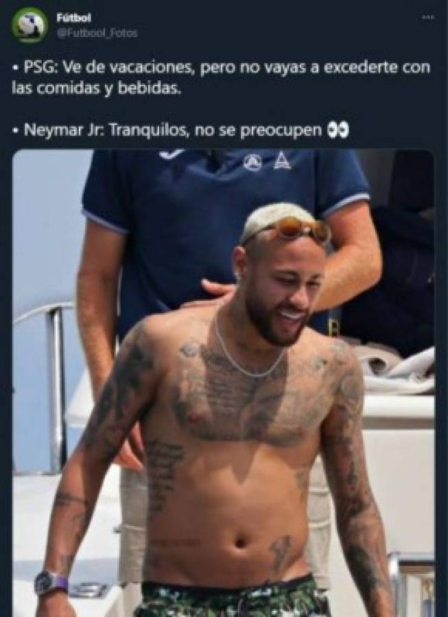 Neymar es víctima de los memes por la nueva 'panza' que desarrolló durante sus vacaciones