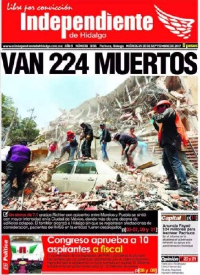 Las portadas de los diarios luego del terror vivido en México