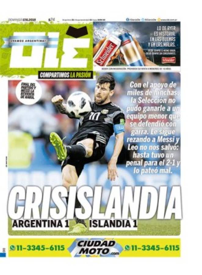 Portadas: Destrozan a la Argentina de Messi por su debut ante Islandia