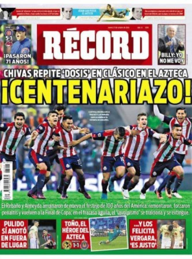 Portadas en México tras la humillación de las Chivas al América: 'Centenariazo'