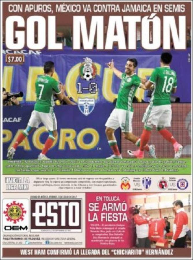 Las portadas de los medios de México y Honduras tras juego en Copa Oro