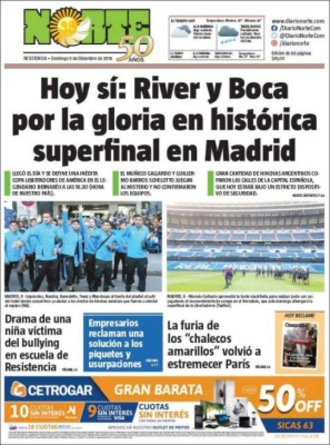 ¡Superfinal! River y Boca se roban las portadas de los periódicos más importantes del mundo