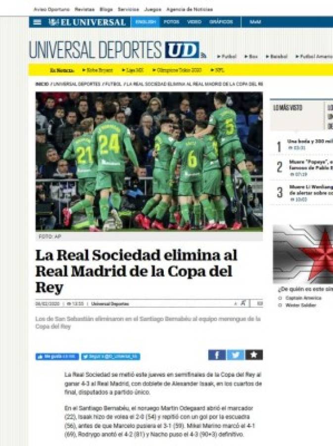 'Fracasotote' y 'Humillante': Lo que dice la prensa de la eliminación del Real Madrid