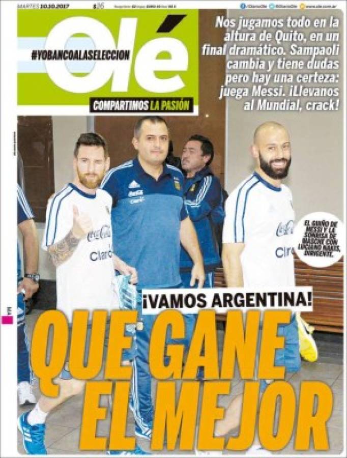 Así amanecieron las portadas en la última fecha para clasificar al Mundial de Rusia