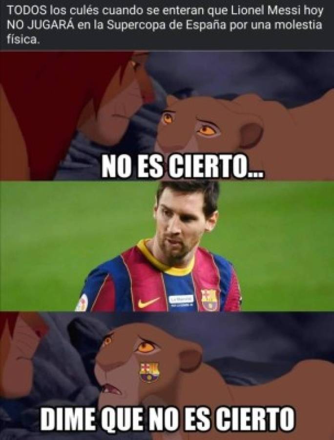 Messi, protagonista de los memes tras el sufrido triunfo del Barcelona en la Supercopa española