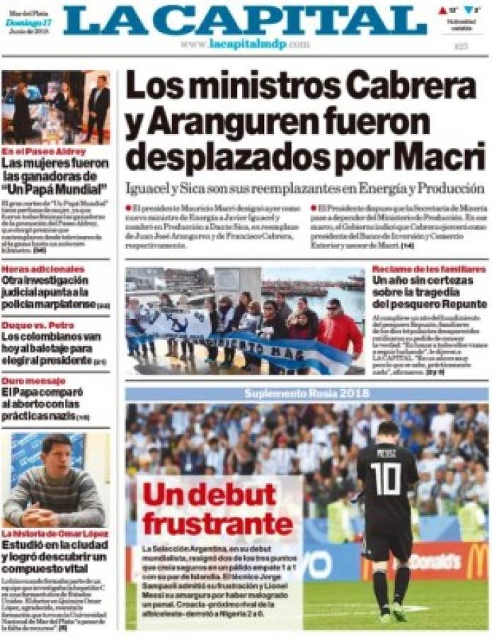 Portadas: Destrozan a la Argentina de Messi por su debut ante Islandia