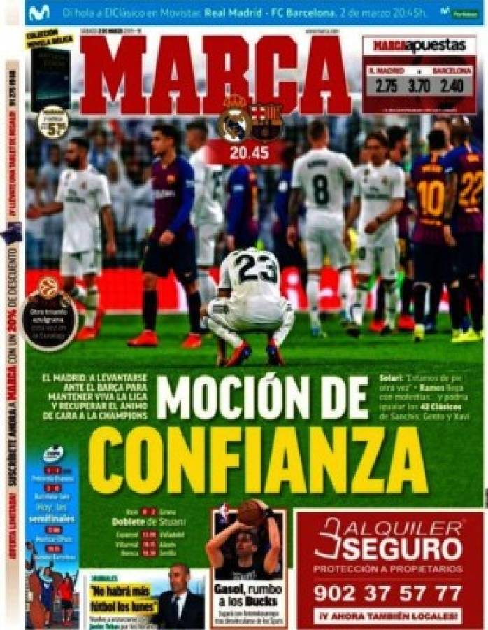 Las portadas por el mundo: Barcelona buscará 'rematar' al Real Madrid en el clásico