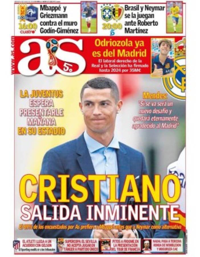 Medios españoles despiden a CR7 y los italianos le dan la bienvenida