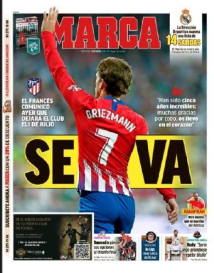 Griezmann se roba las portadas tras anunciar su salida del Atlético de Madrid