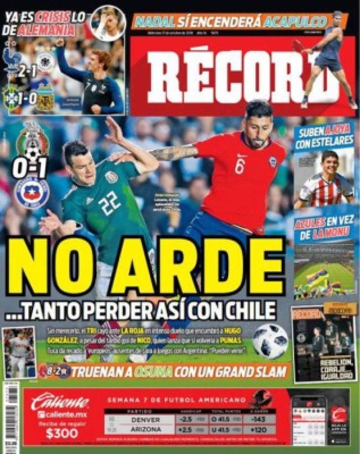 La prensa mexicana arremete contra su selección por perder contra Chile