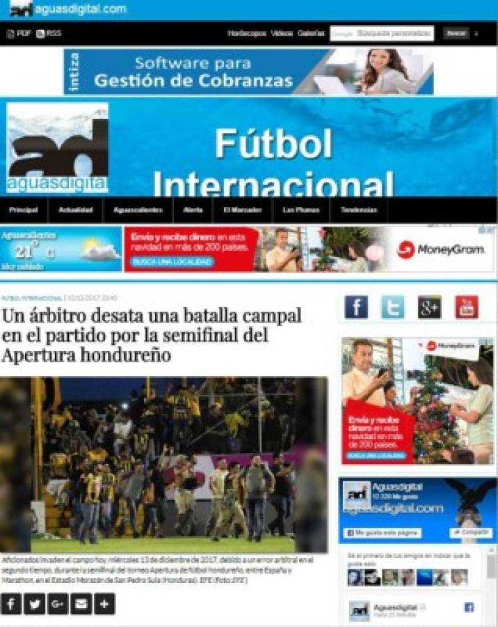 Así reaccionan los medios internacionales por desorden en el Morazán