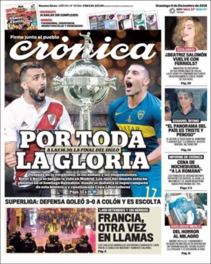 ¡Superfinal! River y Boca se roban las portadas de los periódicos más importantes del mundo