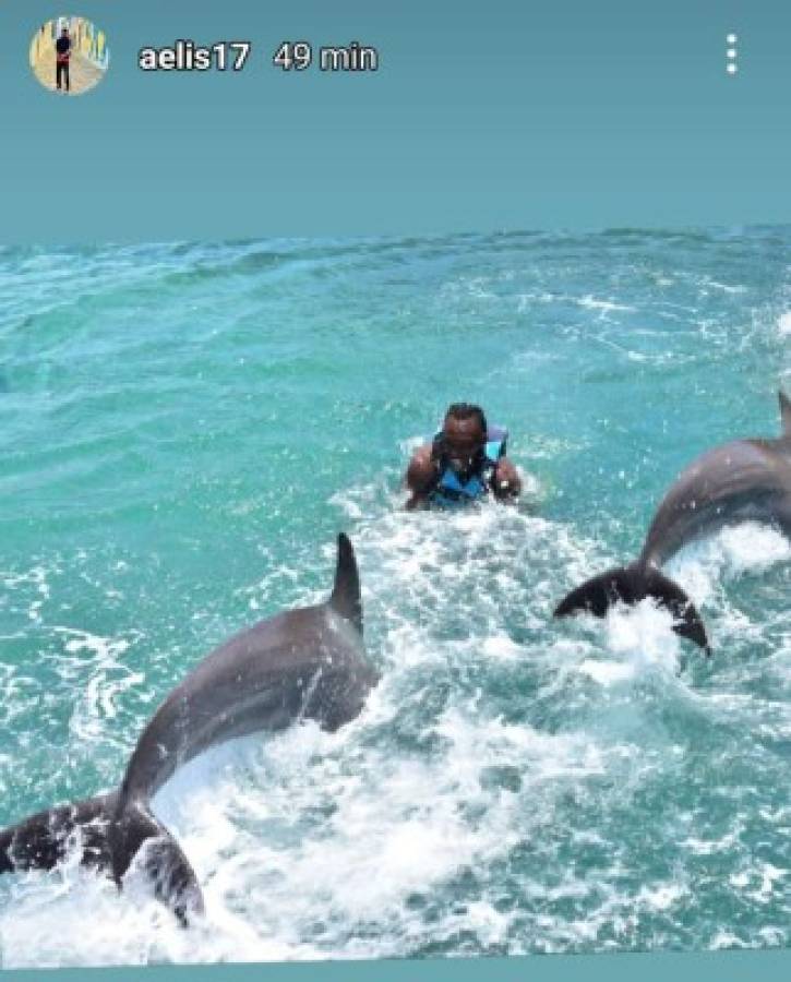 ¡Nadando con delfines! Así disfruta Alberth Elis en Roatán antes de sumarse a la Selección de Honduras