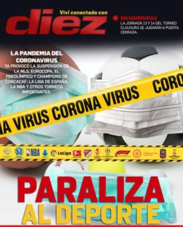 La pandemia del coronavirus se roba las portadas deportivas por el mundo: 'Stop ya'