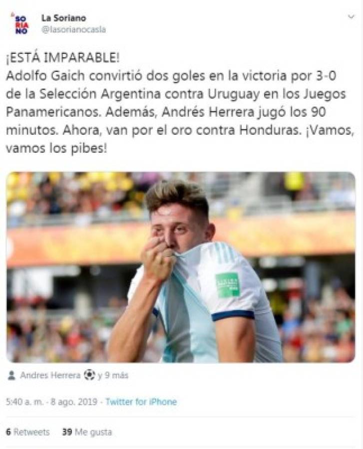 Lo que dicen los medios de Argentina sobre la final ante Honduras en Panamericanos