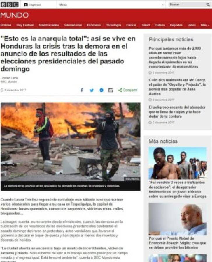 Así se refieren los medios internacionales de lo que pasa en Honduras