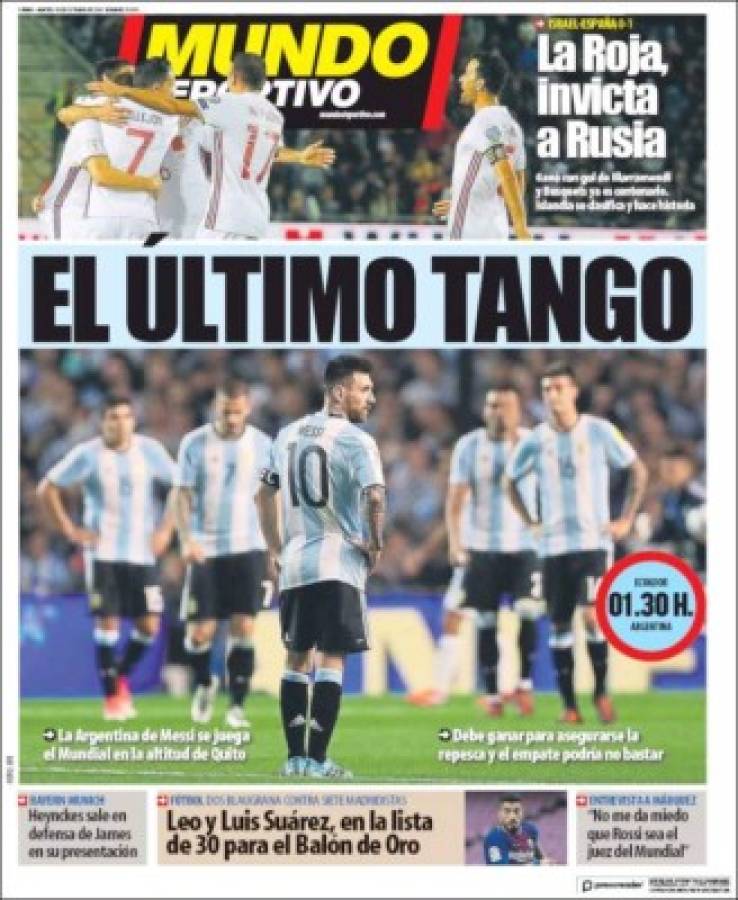 Así amanecieron las portadas en la última fecha para clasificar al Mundial de Rusia