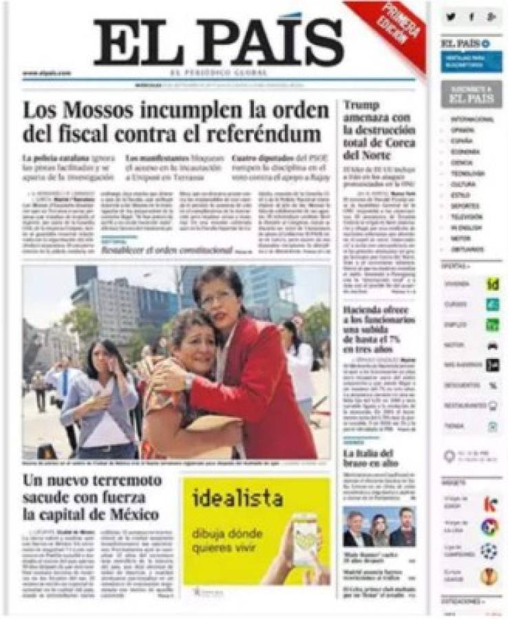 Las portadas de los diarios luego del terror vivido en México