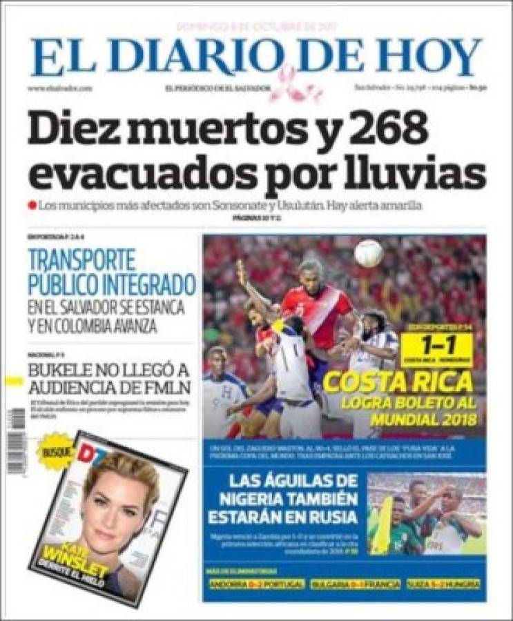 Así amanecieron las portadas tras el polémico empate de Costa Rica contra Honduras