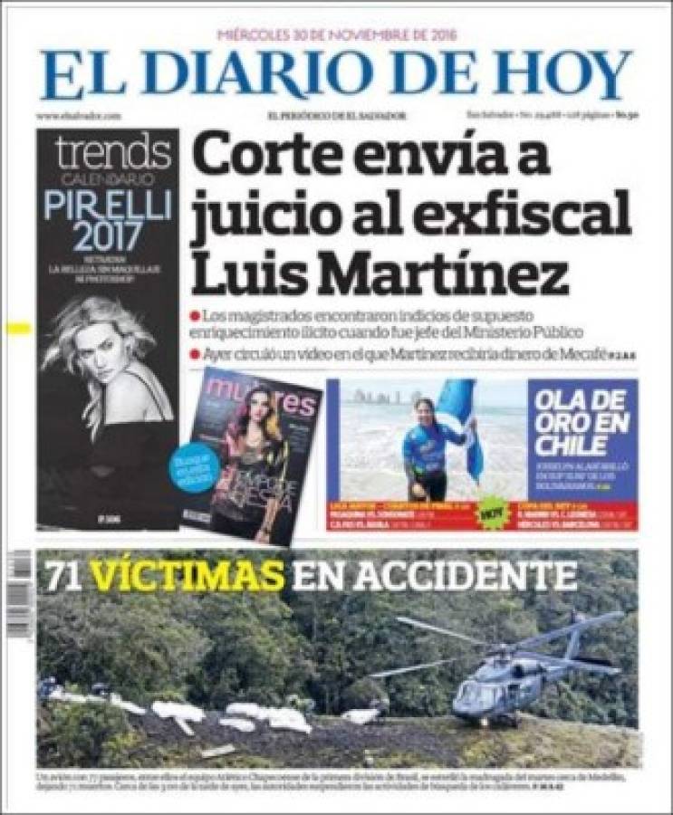 PORTADAS: ¡El mundo llora la tragedia aérea del Chapecoense!